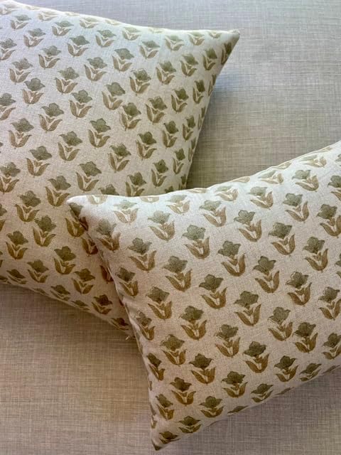 Hand Block Print Linen Pillow Cover