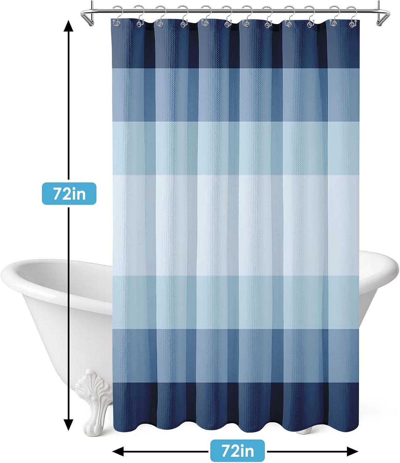 Blue Ombre Striped Shower Curtain Set