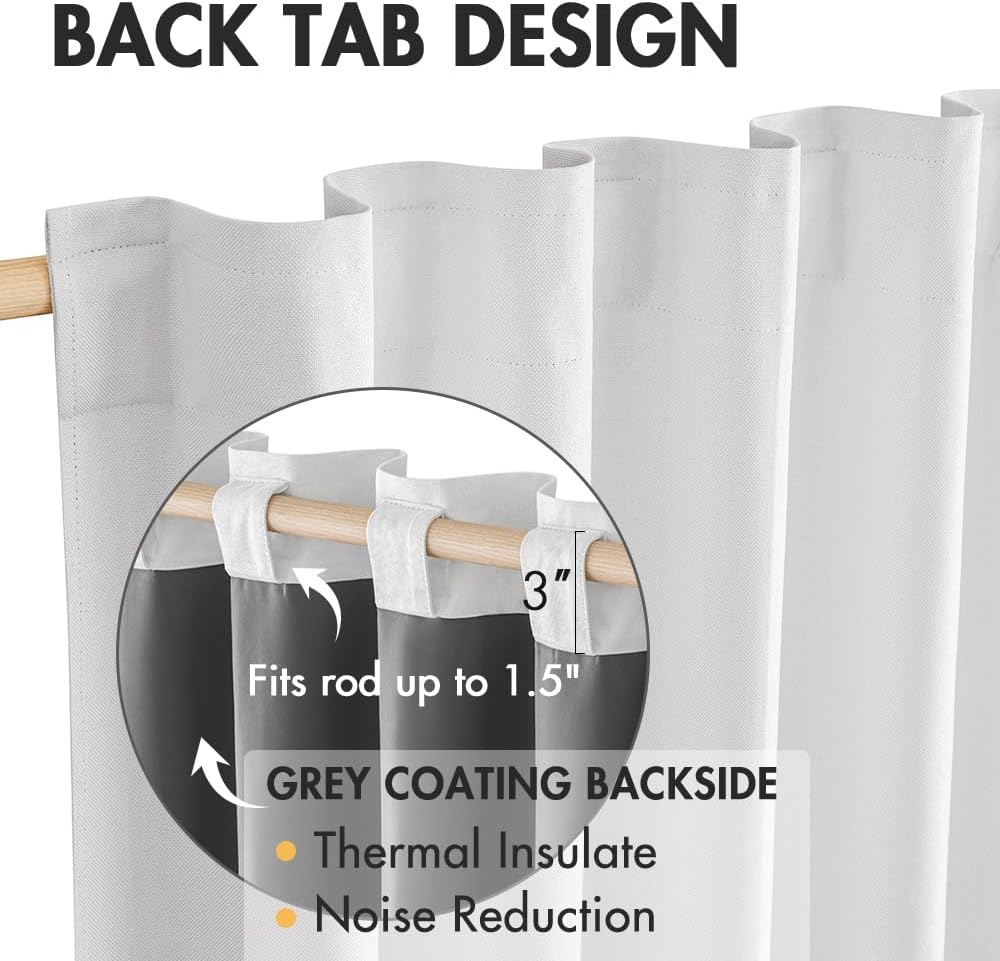 White Faux Linen Blackout Curtains 108 Inch