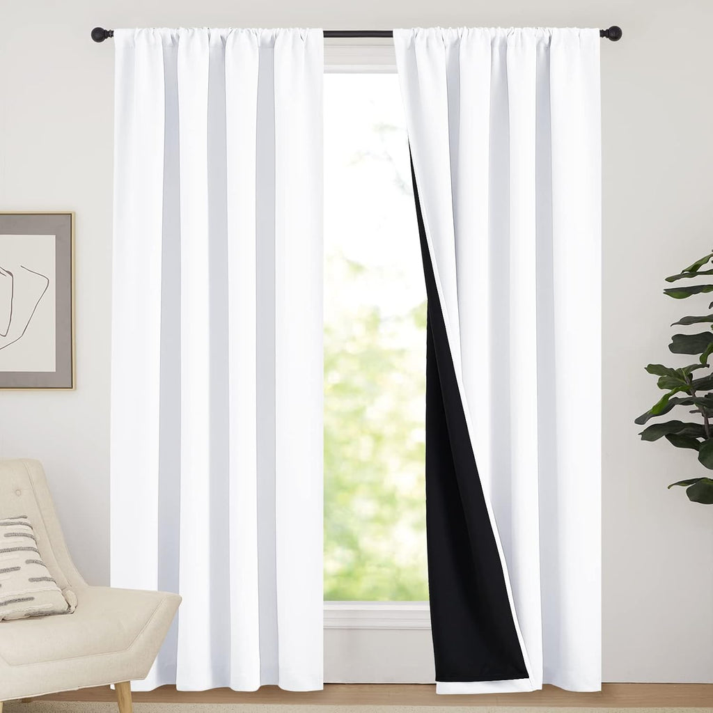 White Blackout Curtains 84 Inch