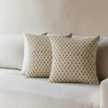 Beige Block Print Pillow Cover Set