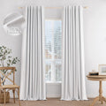 White Faux Linen Blackout Curtains 108 Inch