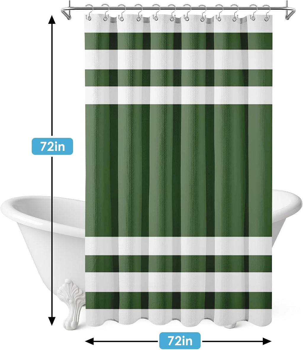 Green Striped Shower Curtain Set