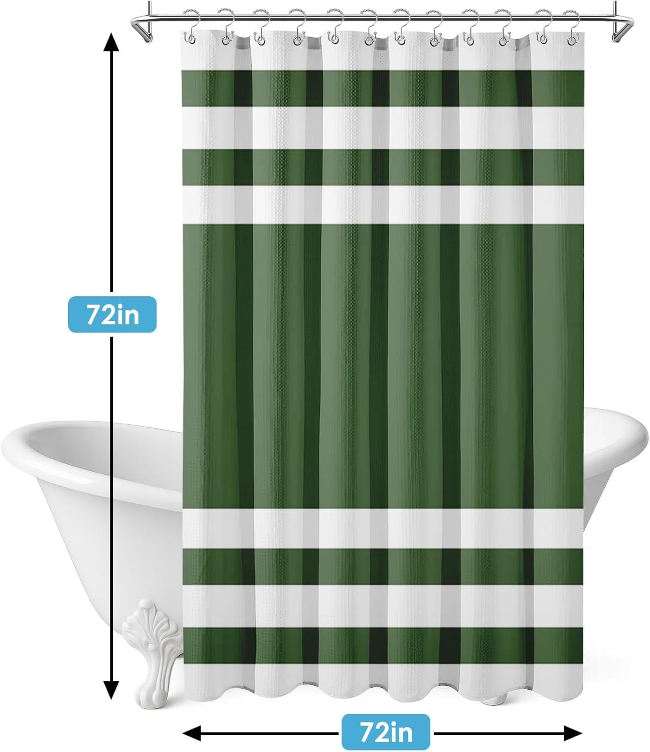 Green Striped Shower Curtain Set