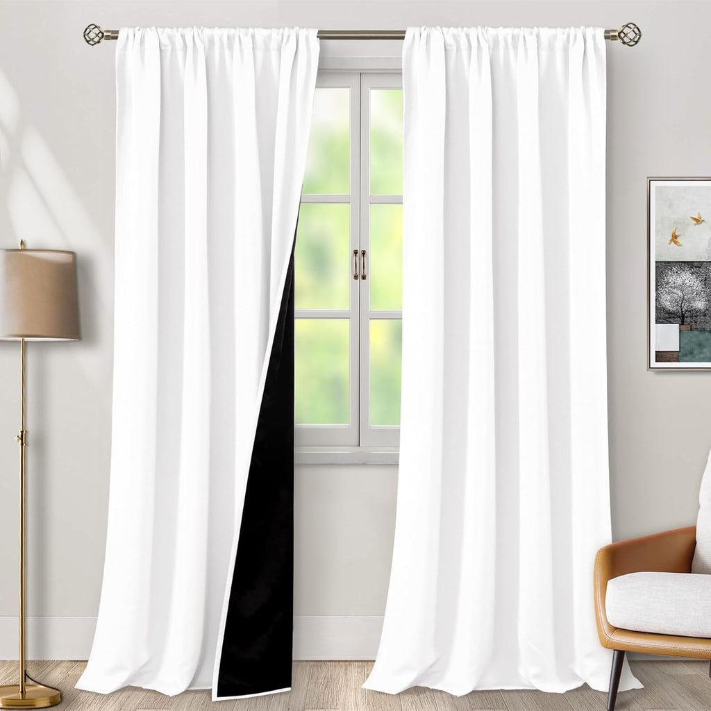 White Extra Long Blackout Curtains
