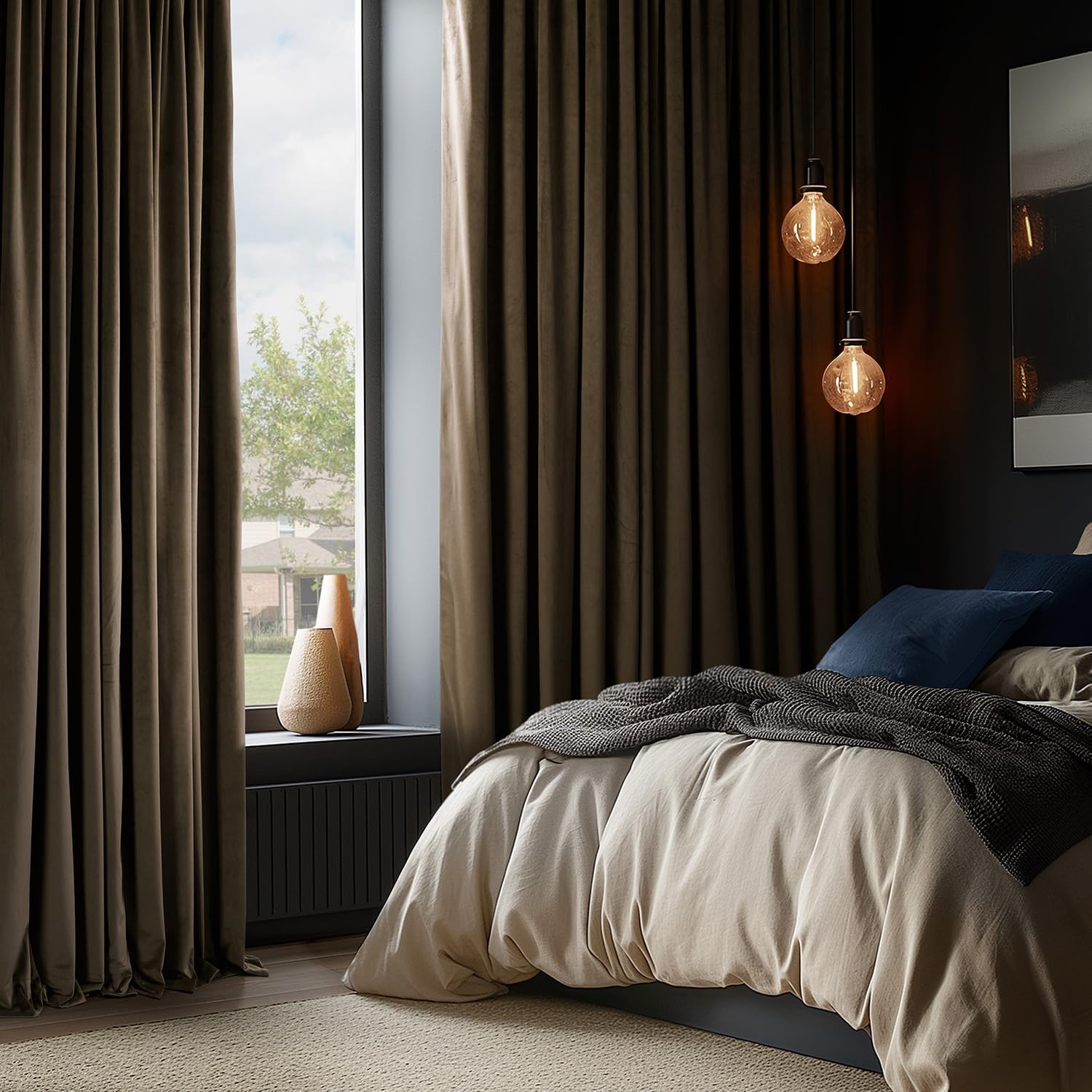 Java Velvet Thermal Blackout Curtain 108 Inch