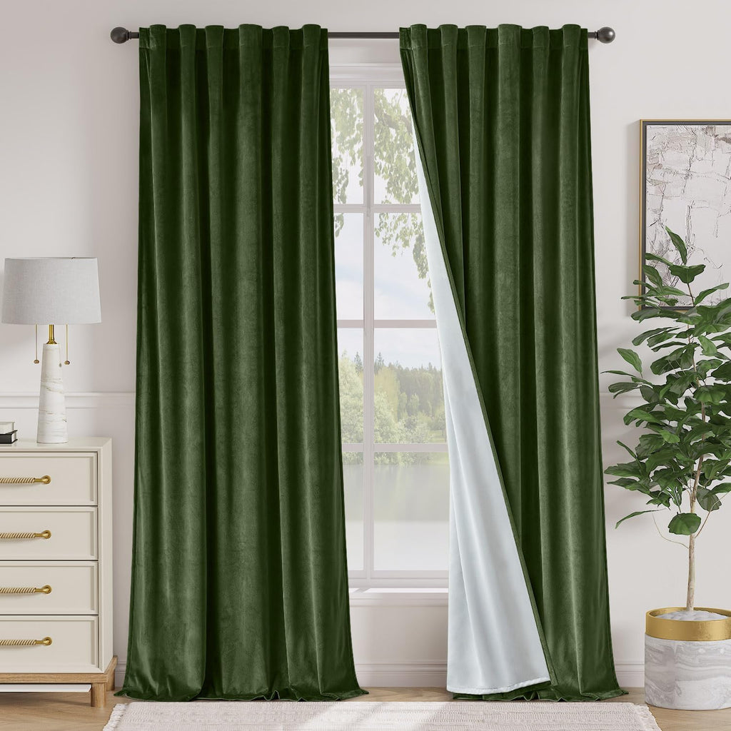 Moss Velvet Blackout Curtains
