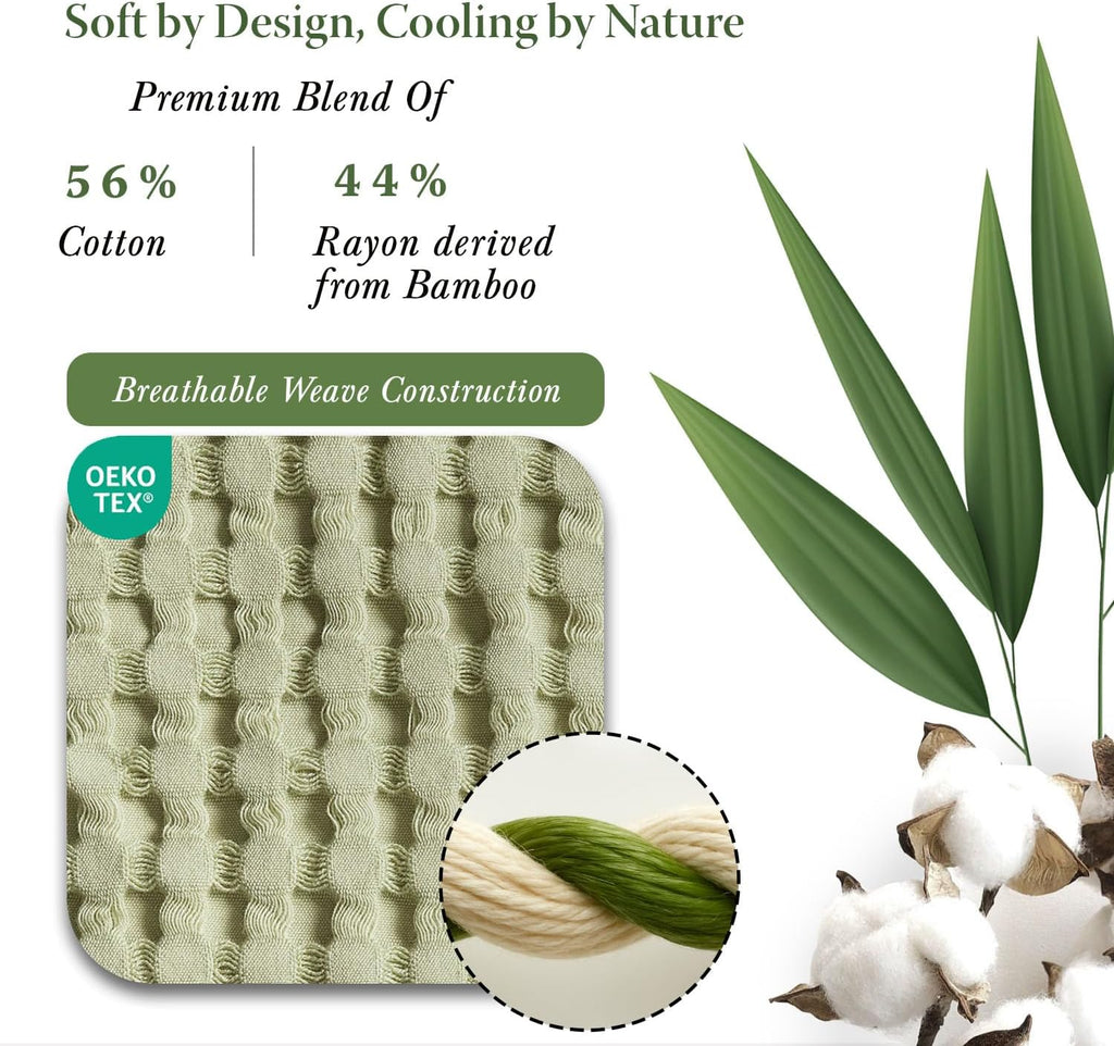 Sage Green Bamboo Waffle King Blanket