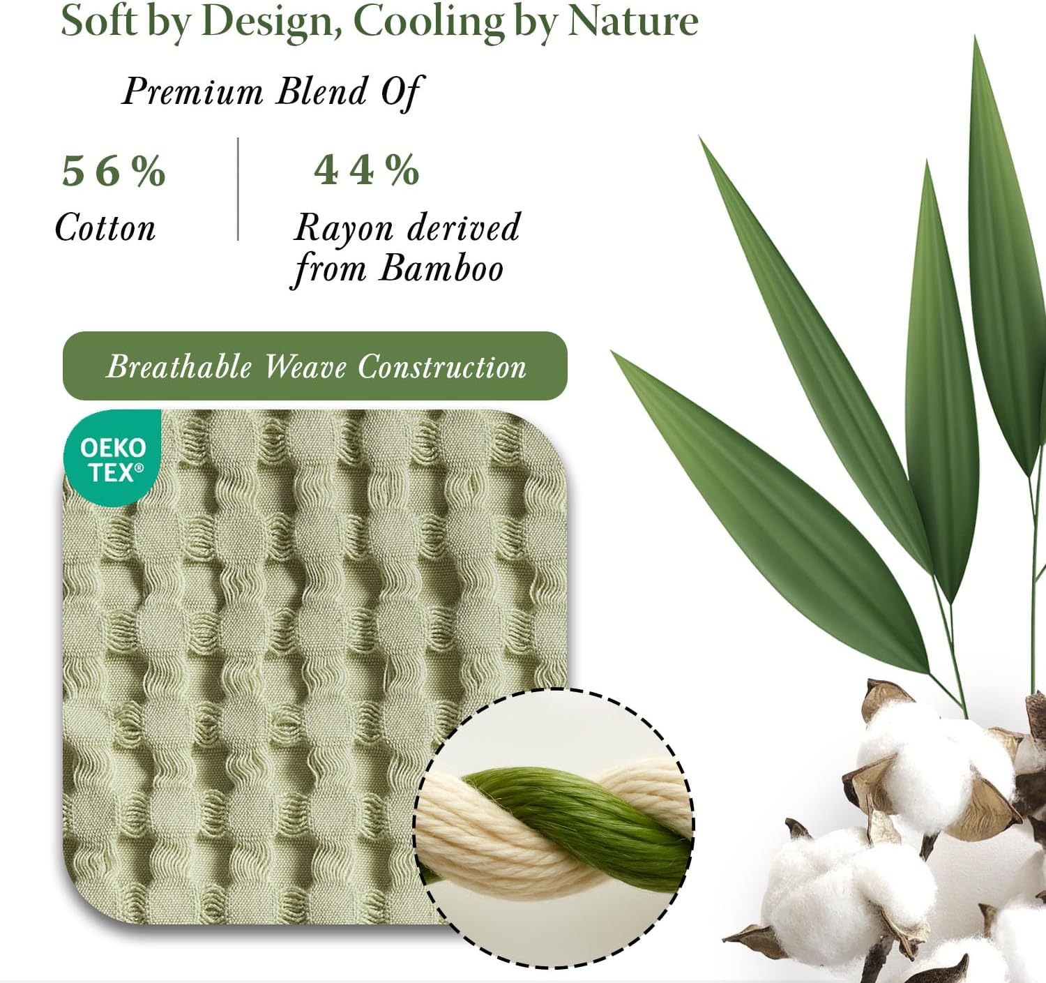 Sage Green Bamboo Waffle King Blanket