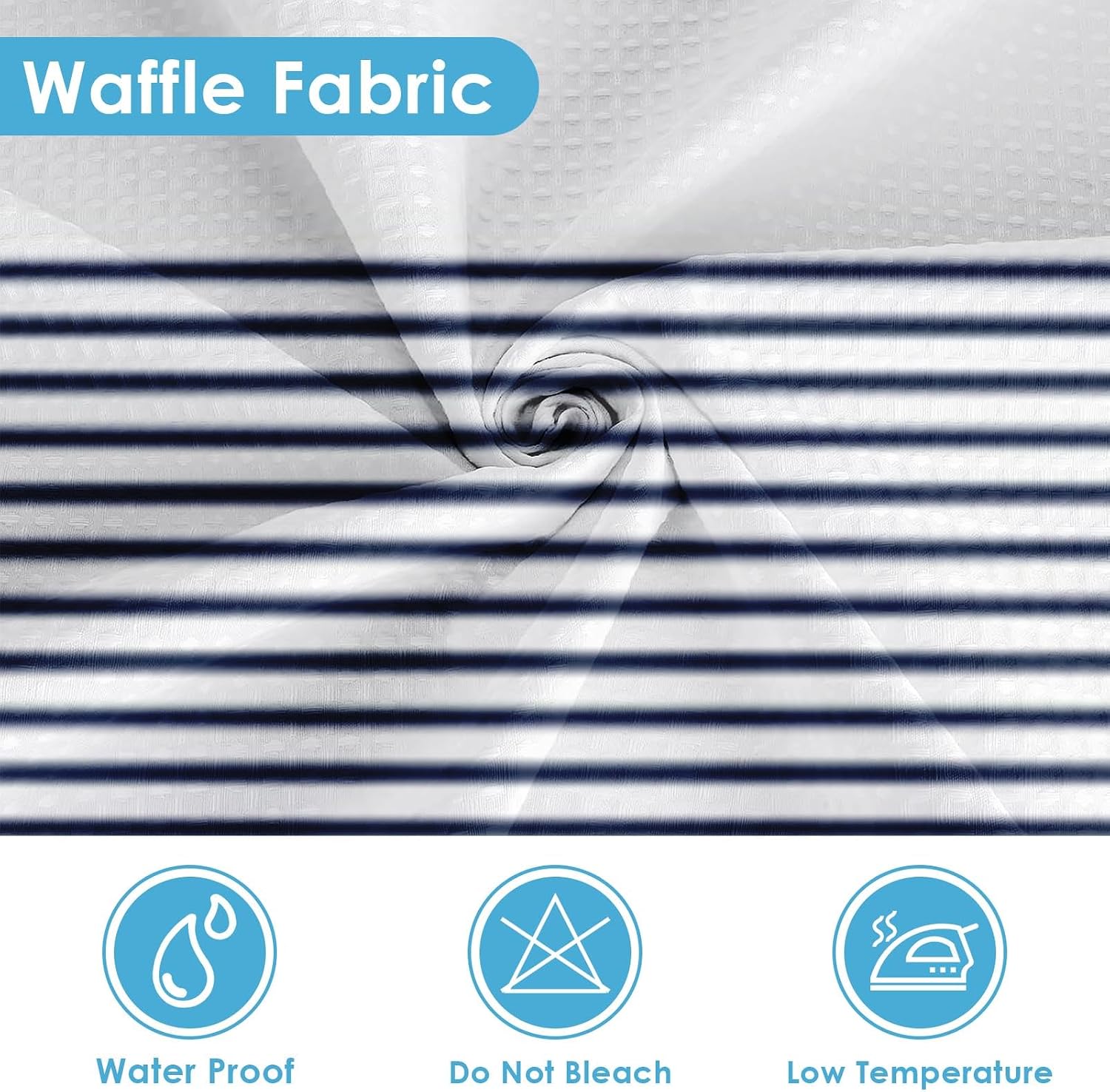 Navy Striped Shower Curtain Set