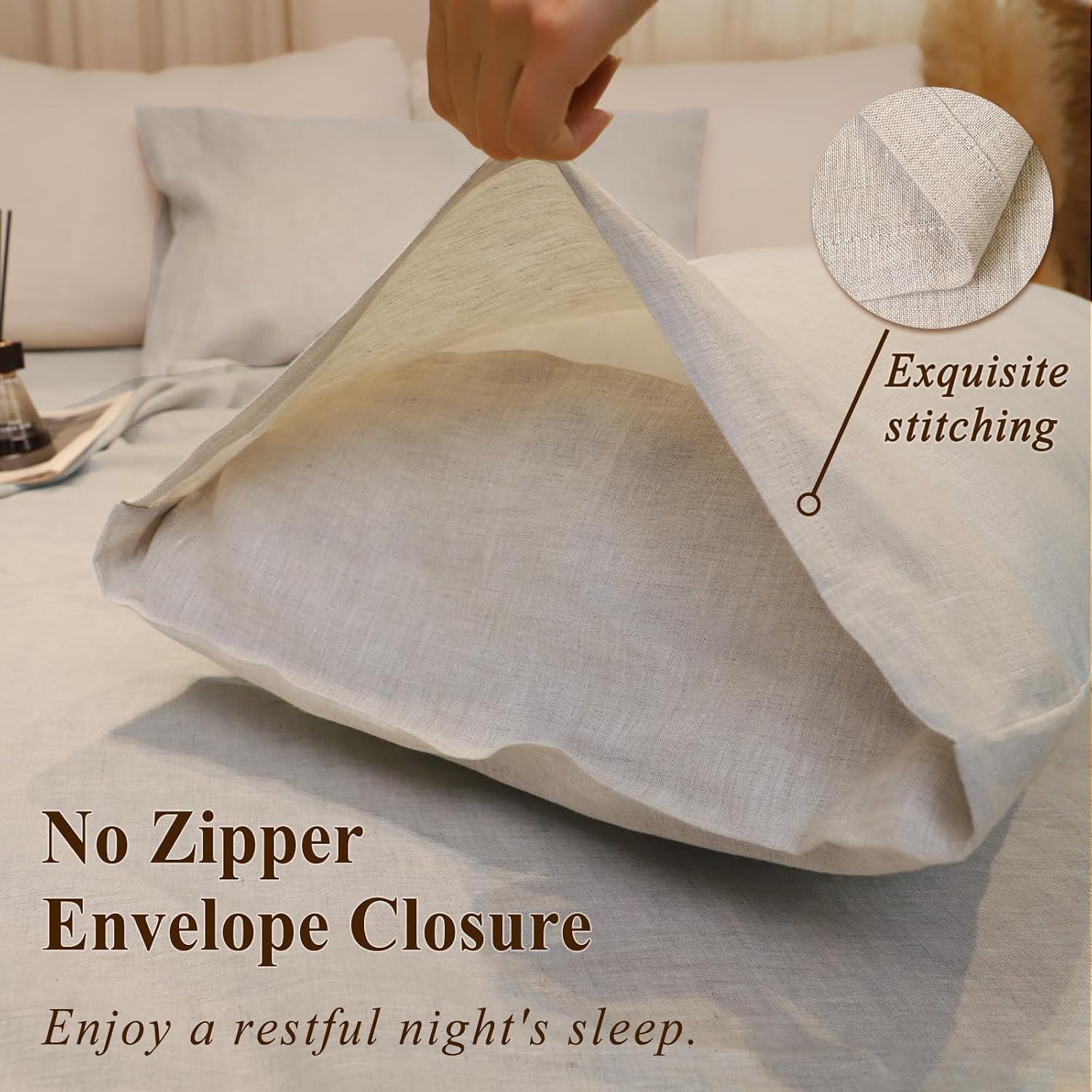 Natural Linen Pillowcase Set of 2