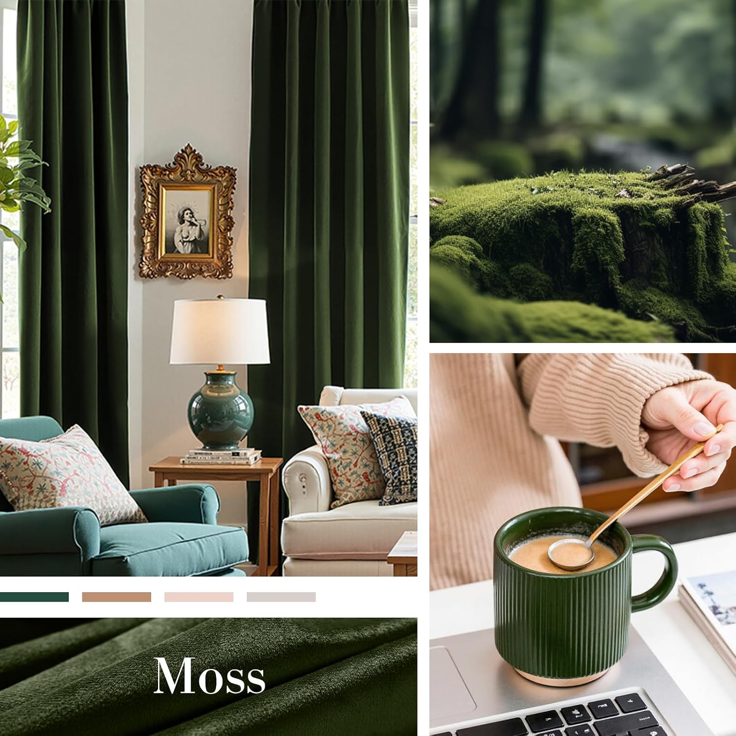 Moss Velvet Blackout Curtains