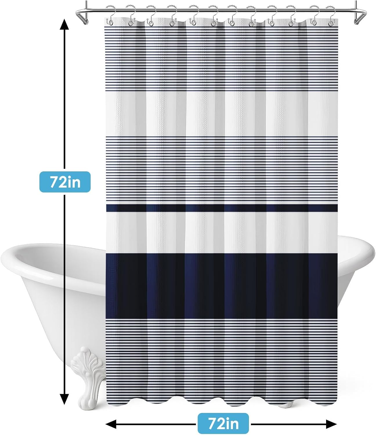 Navy Striped Shower Curtain Set