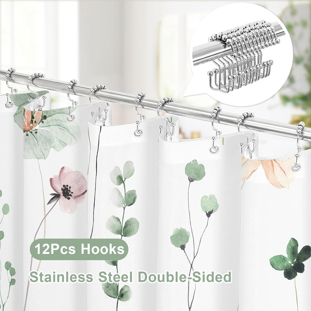 Sage Floral Shower Curtain Set