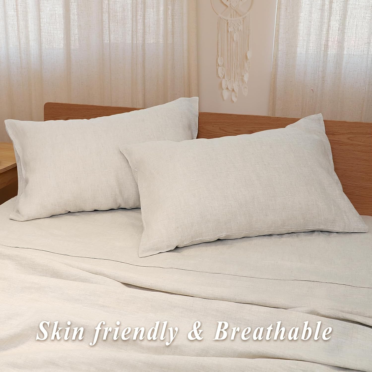 Natural Linen Pillowcase Set of 2