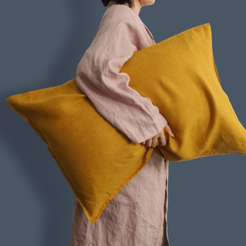 Yellow Natural Linen Pillow Sham Set