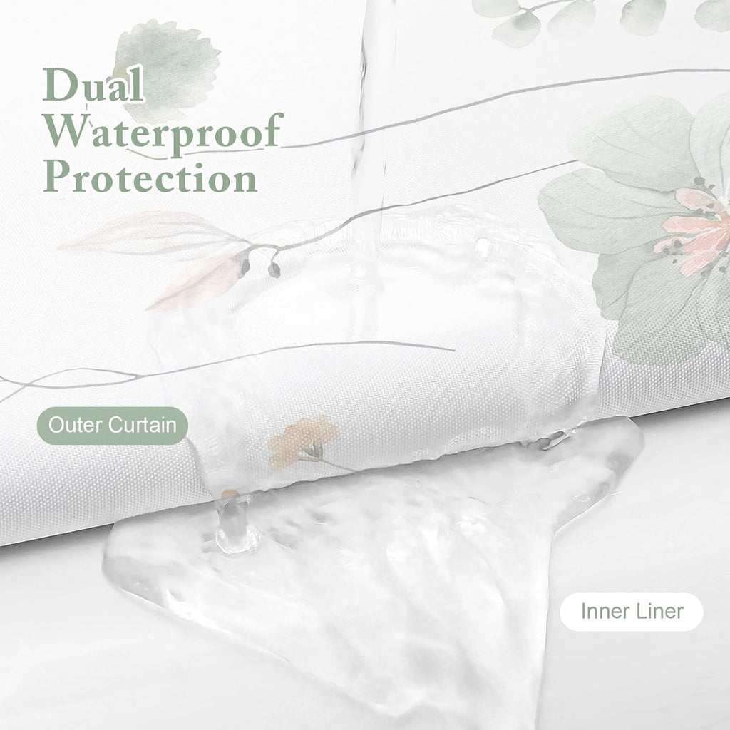 Sage Floral Shower Curtain Set