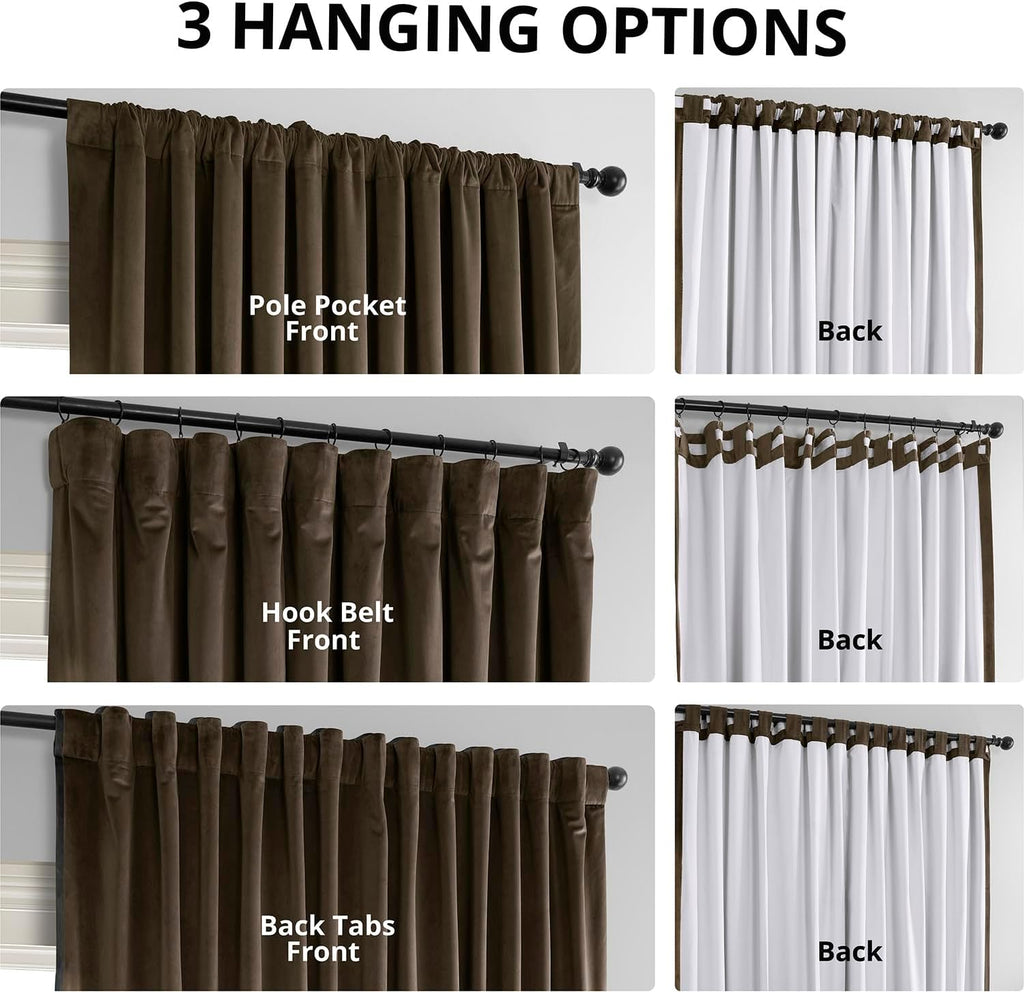 Java Velvet Thermal Blackout Curtain 108 Inch