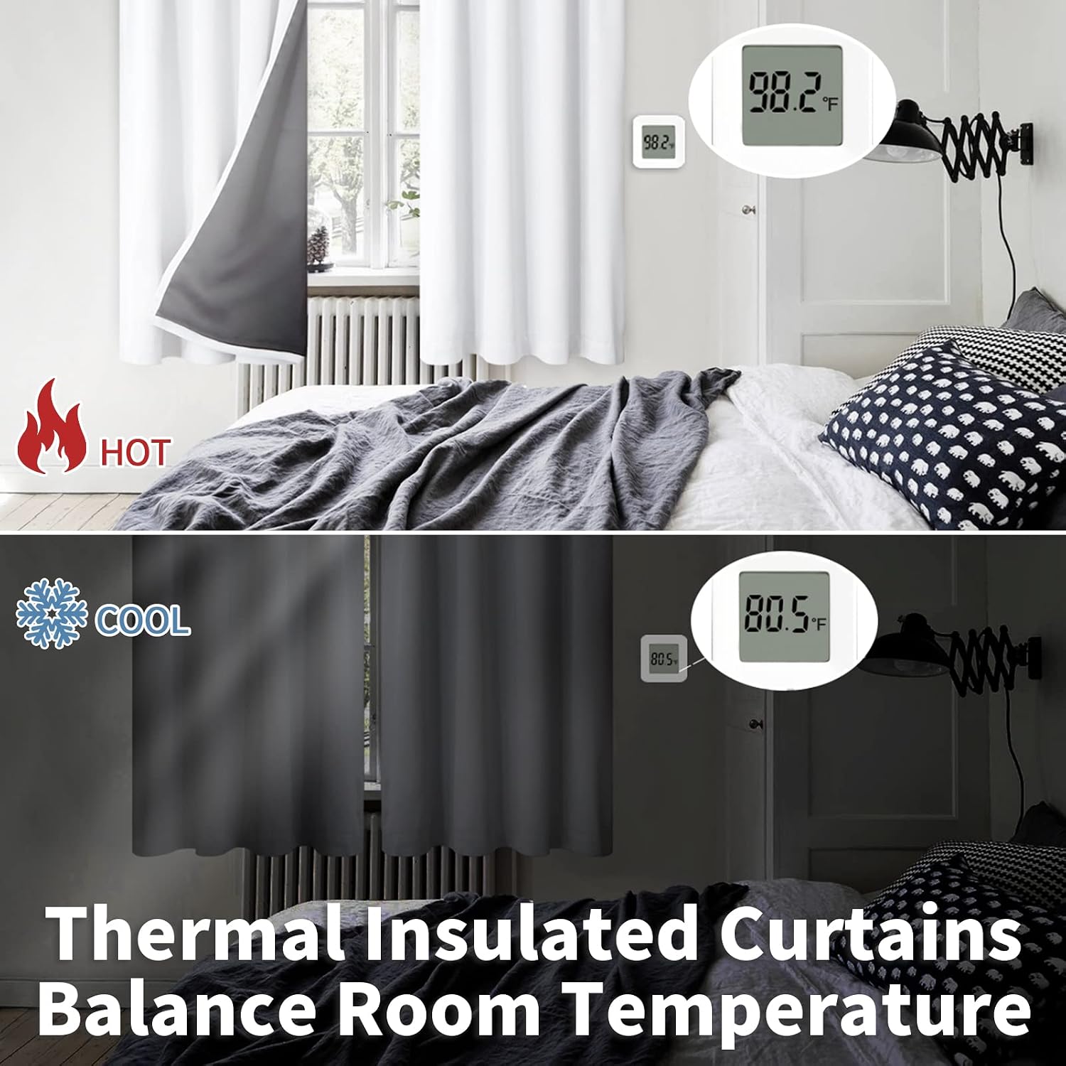 White Extra Long Blackout Curtains