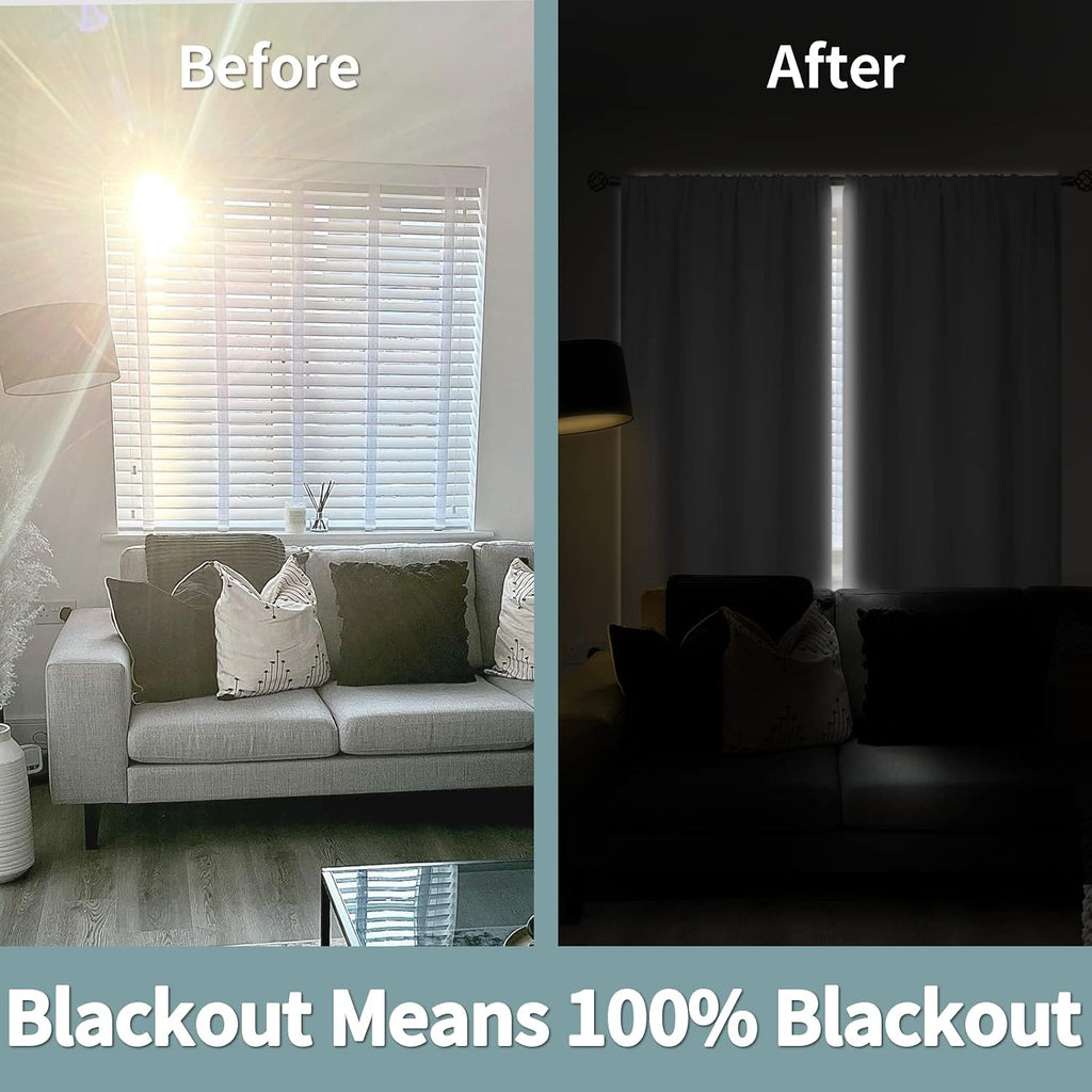 White Extra Long Blackout Curtains