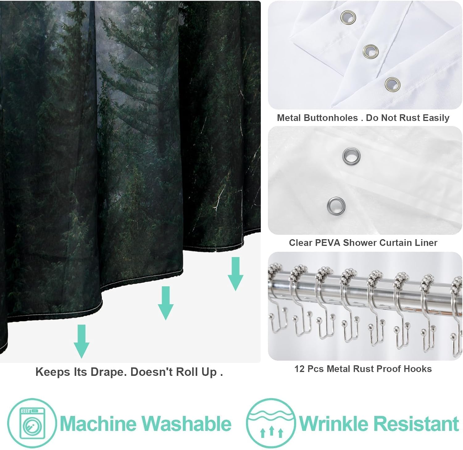 Black Forest Shower Curtain Set