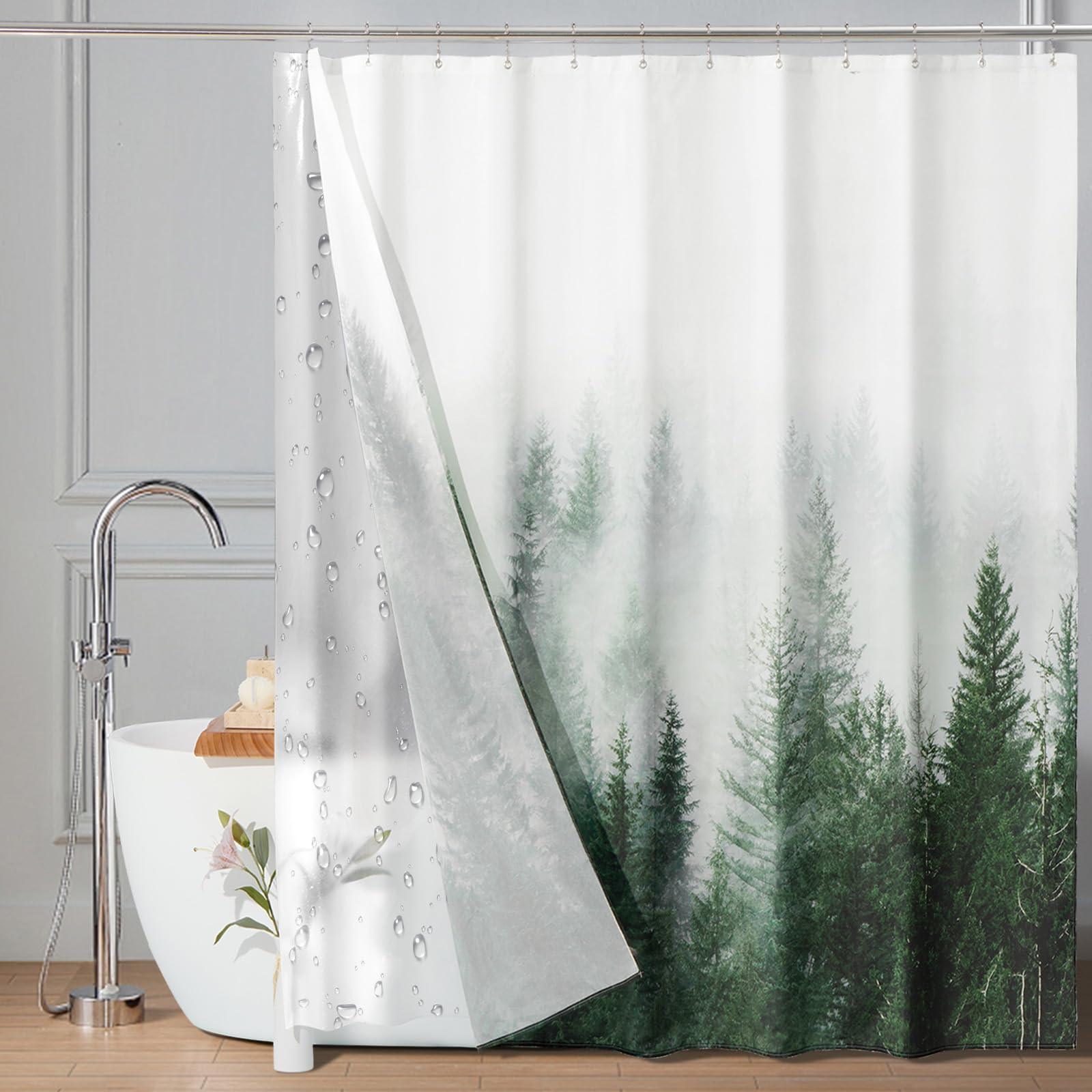 Green Forest Shower Curtain Set