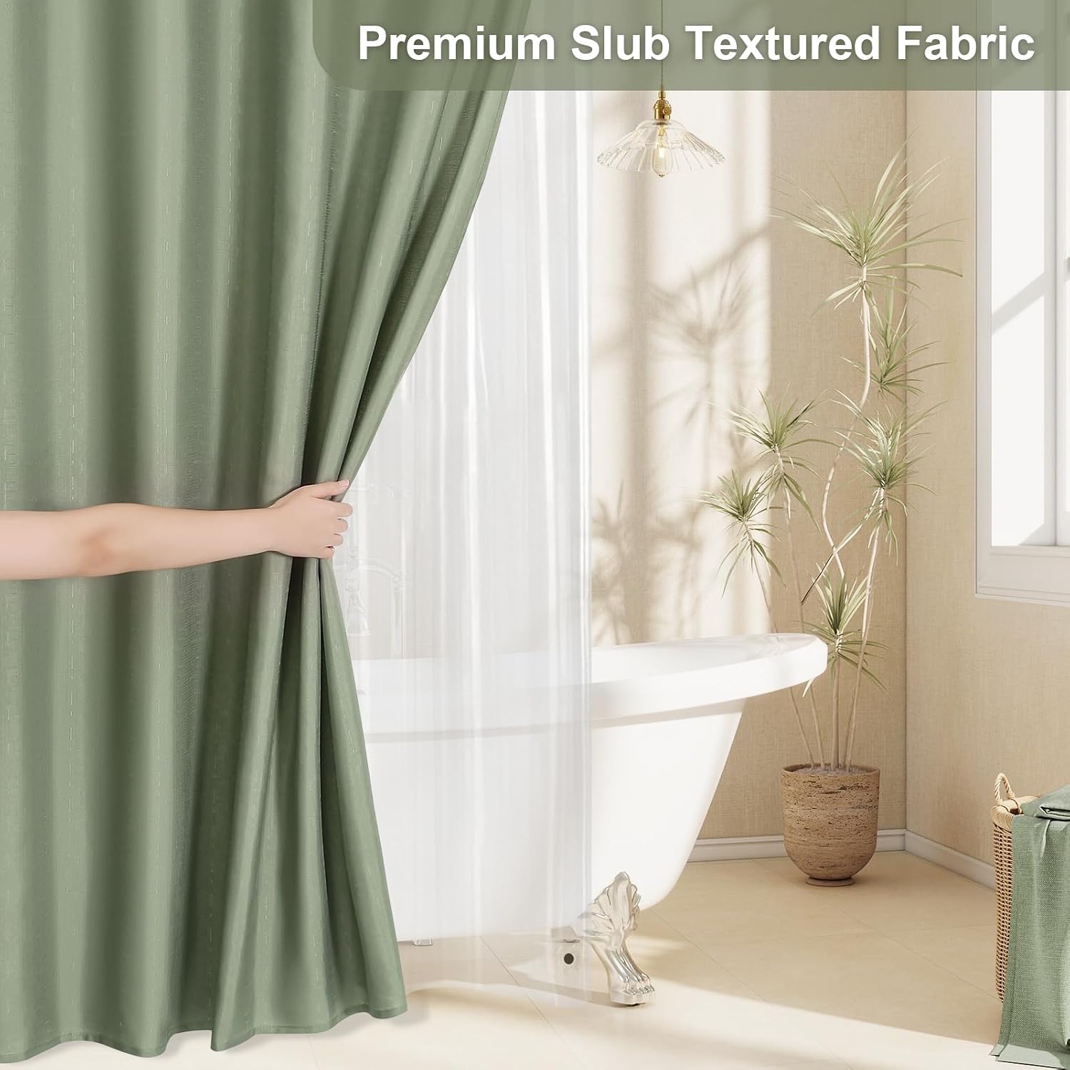 Textured 3-in-1 Shower Curtain Set