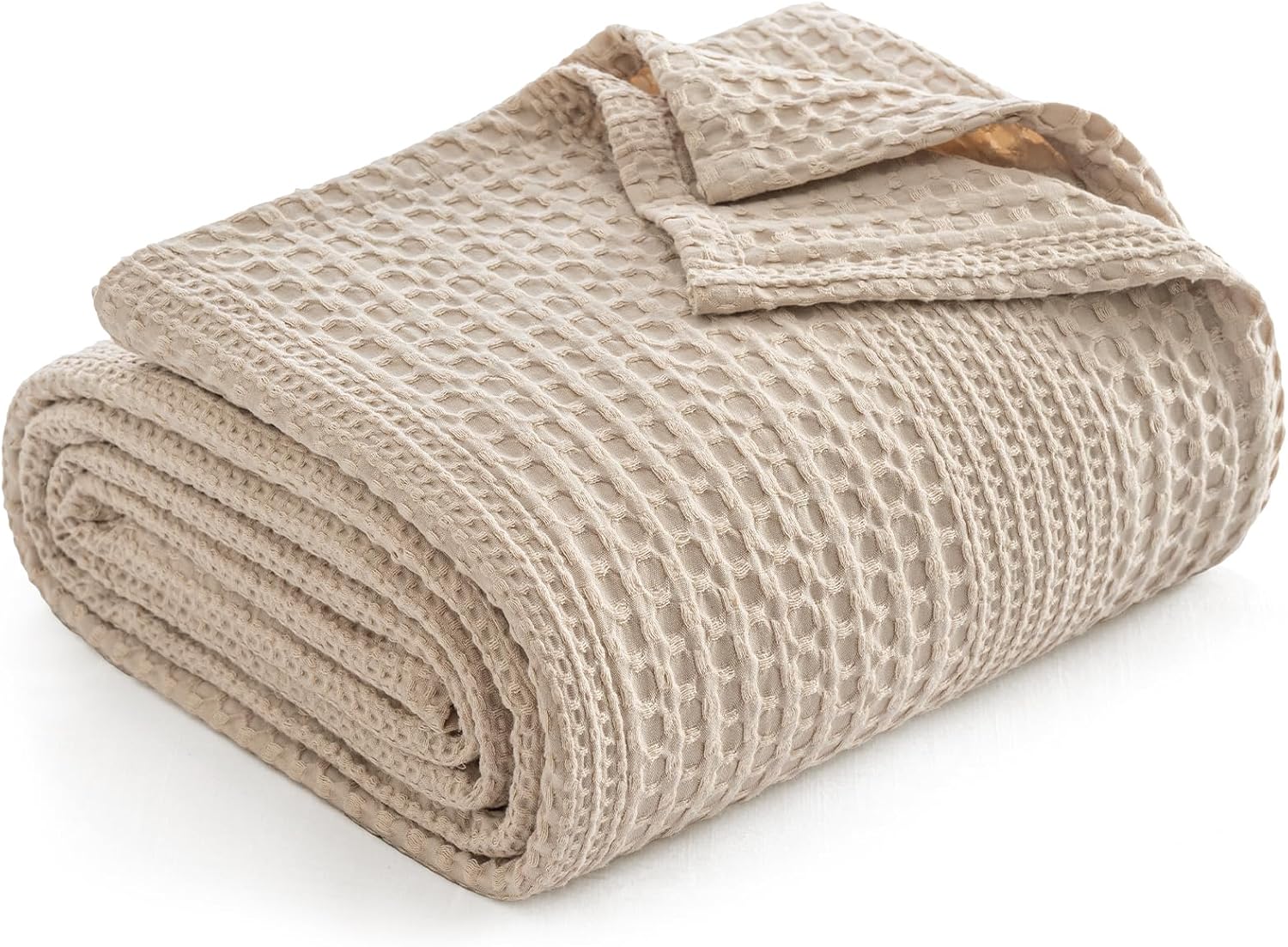 Light Tan Waffle Weave Queen Blanket