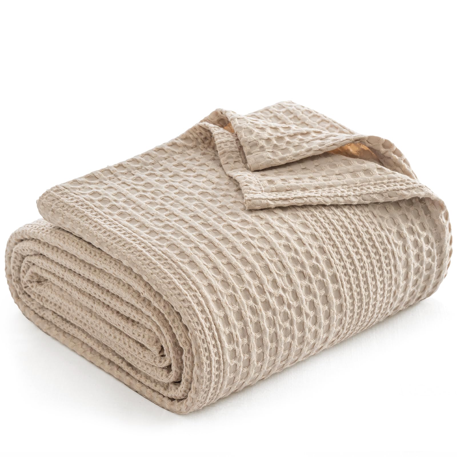 Light Tan Waffle Weave Queen Blanket