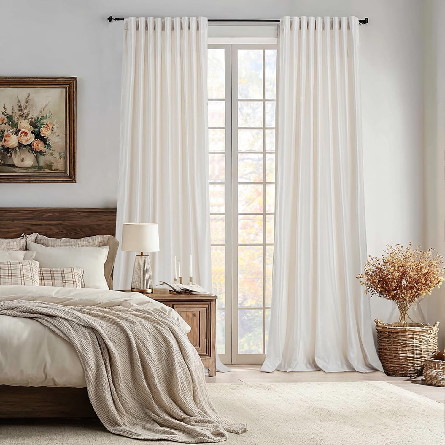 Ivory Velvet Blackout Curtains 108 Inch