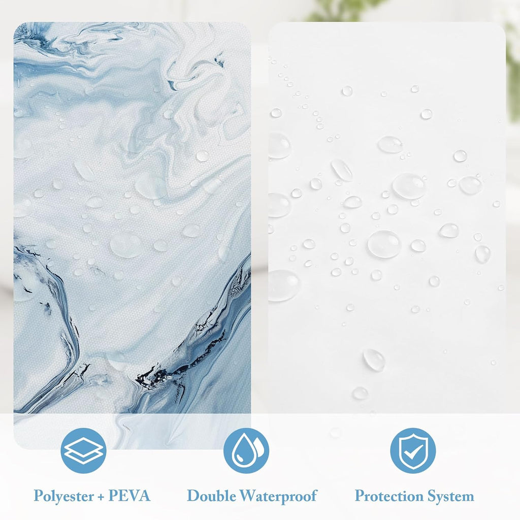 Blue Marble Shower Curtain Set