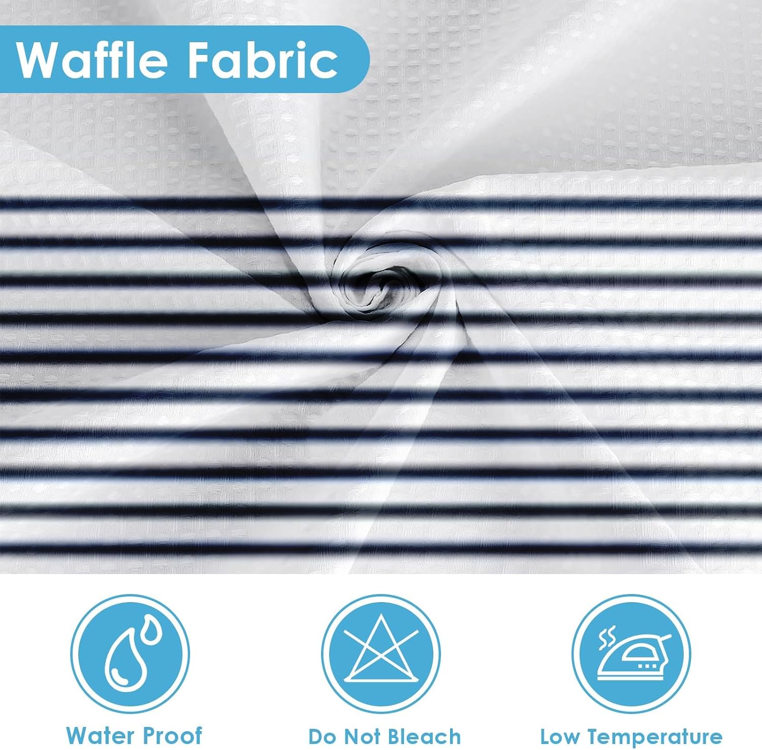 Navy Waffle Shower Curtain Set