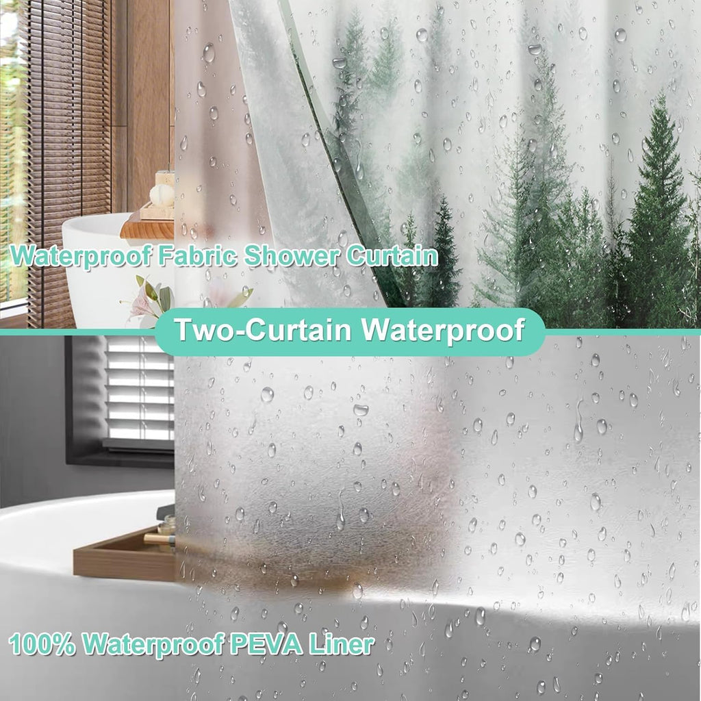 Green Forest Shower Curtain Set