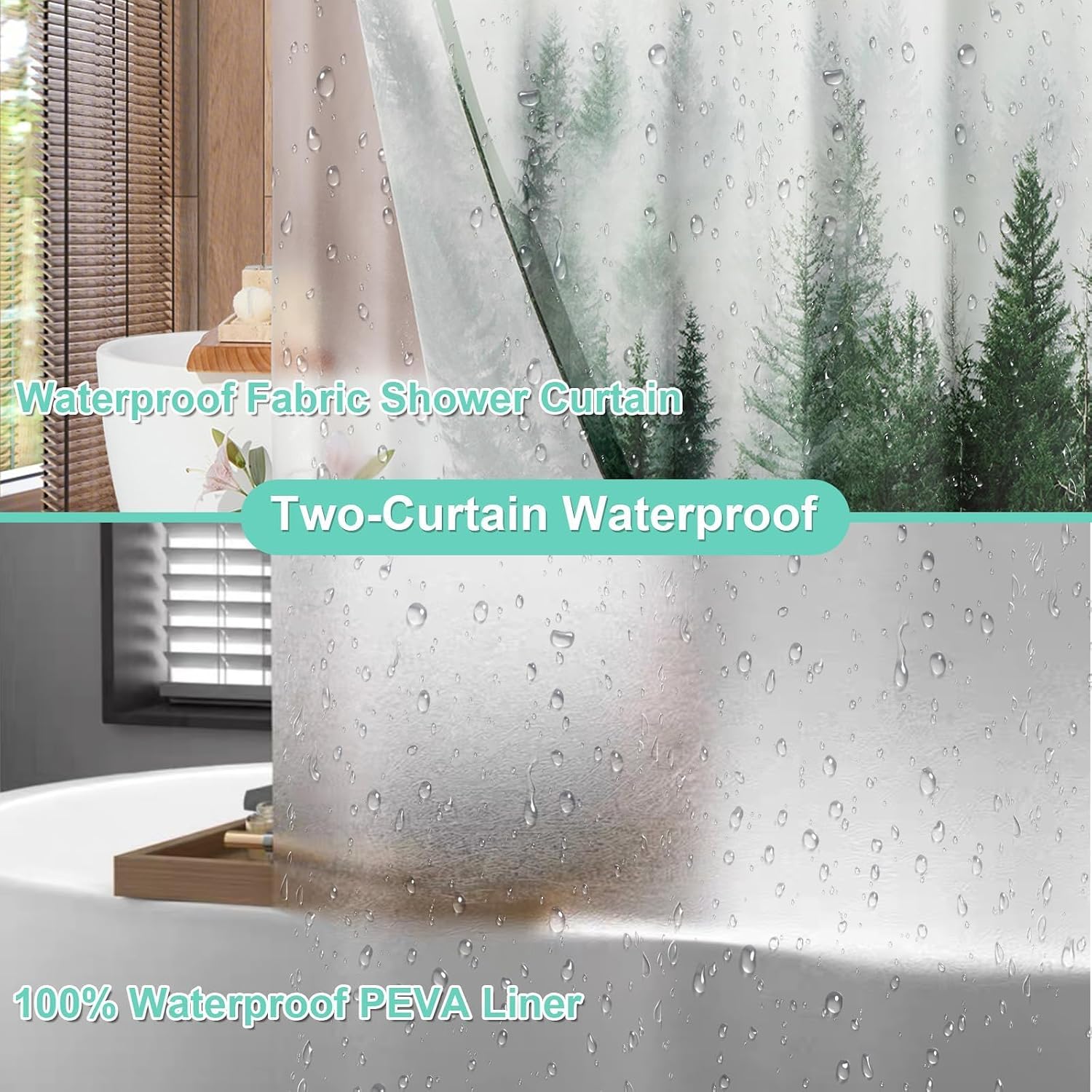 Green Forest Shower Curtain Set