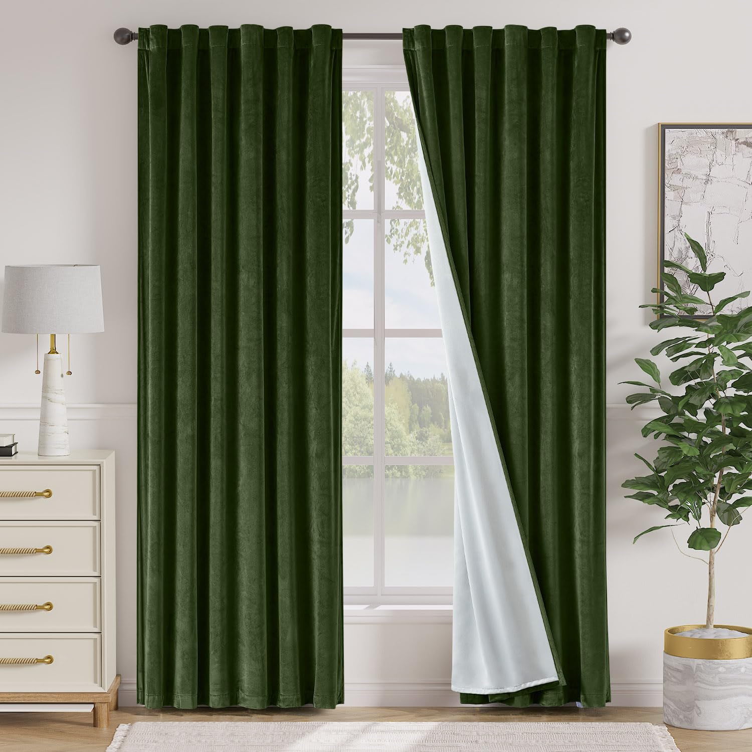 Moss Velvet Blackout Curtains