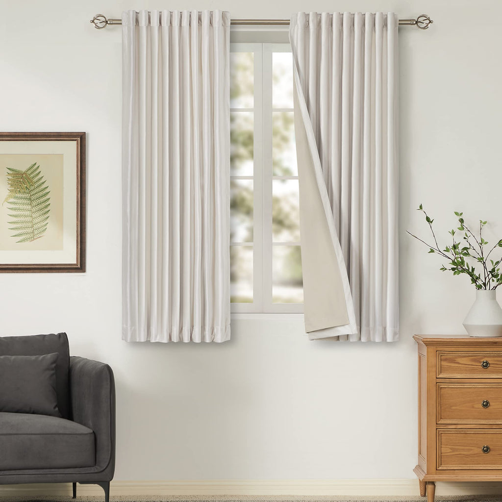 Ivory Velvet Blackout Curtains 108 Inch