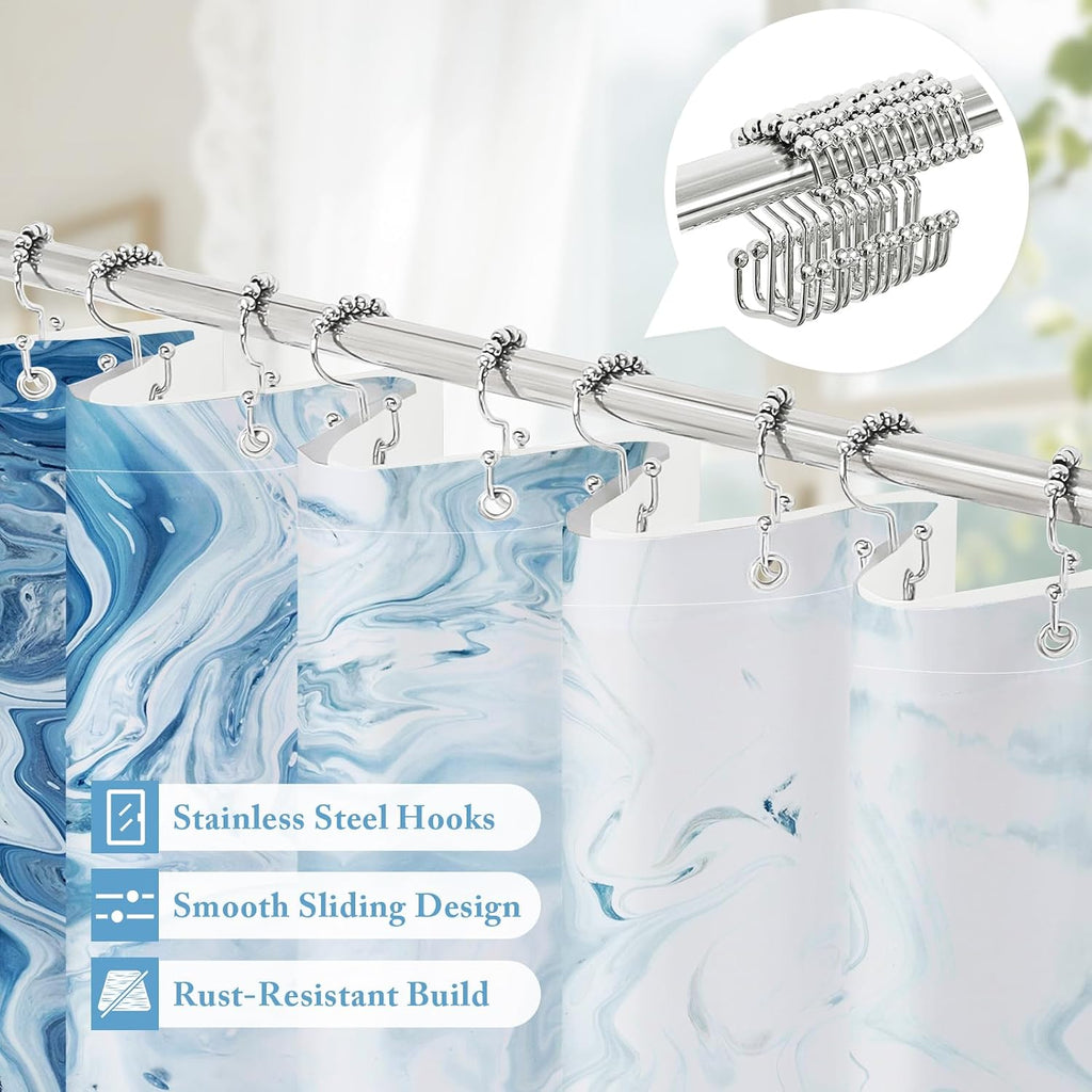 Blue Marble Shower Curtain Set