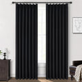 Black Linen Blackout Curtains 90 Inch