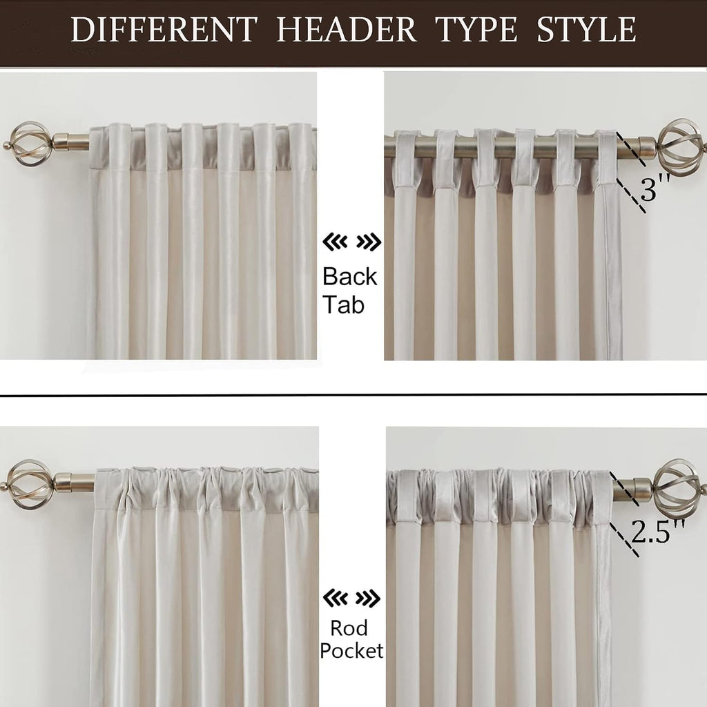 Ivory Velvet Blackout Curtains 108 Inch