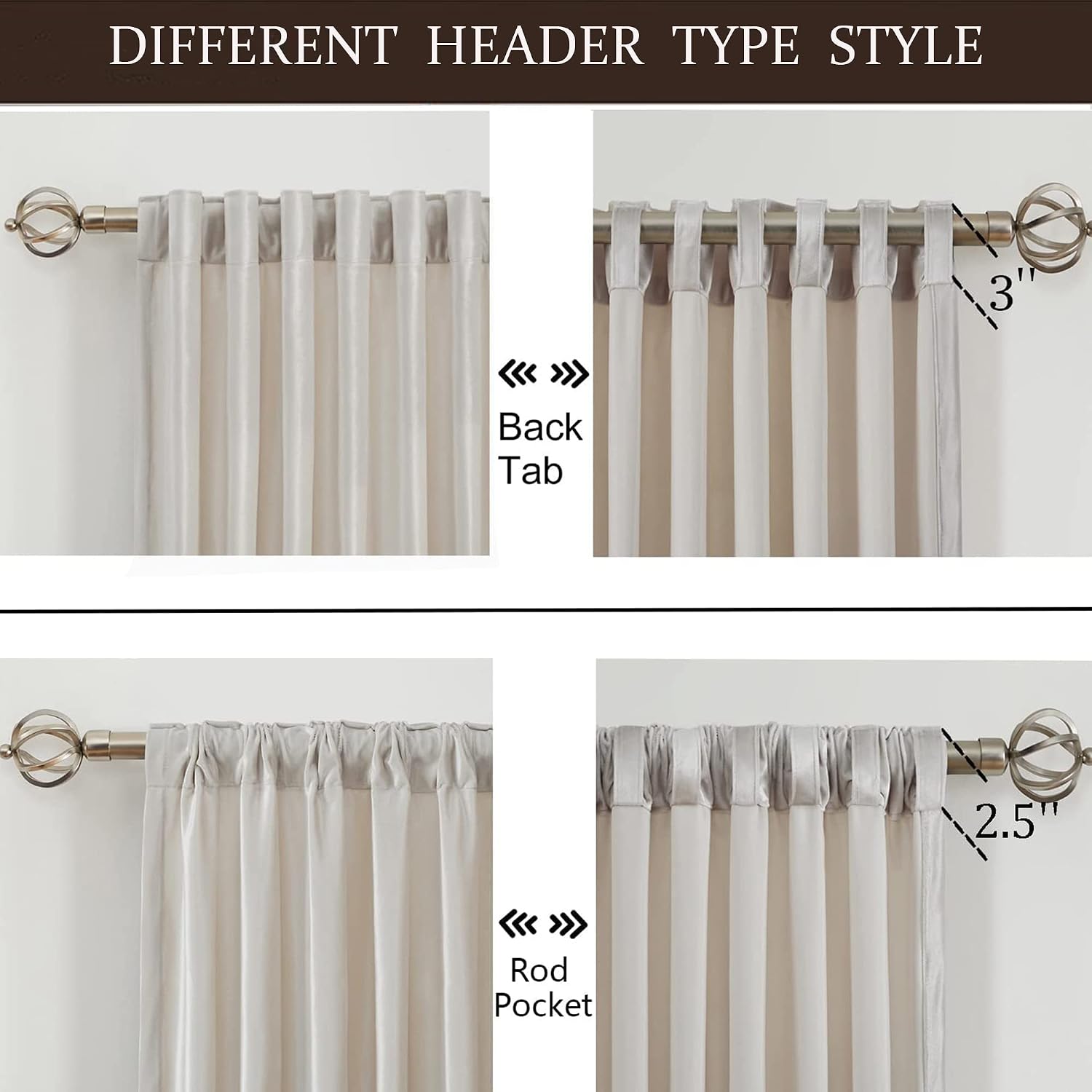 Ivory Velvet Blackout Curtains 108 Inch