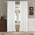 Pure White Linen Blackout Curtains 96 Inch