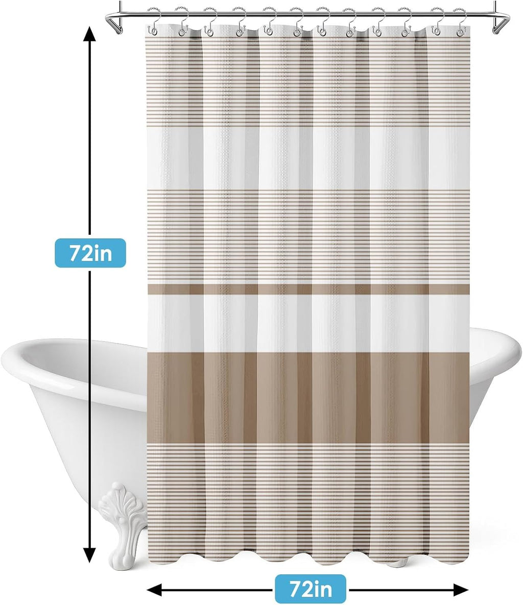 Beige Striped Shower Curtain Set