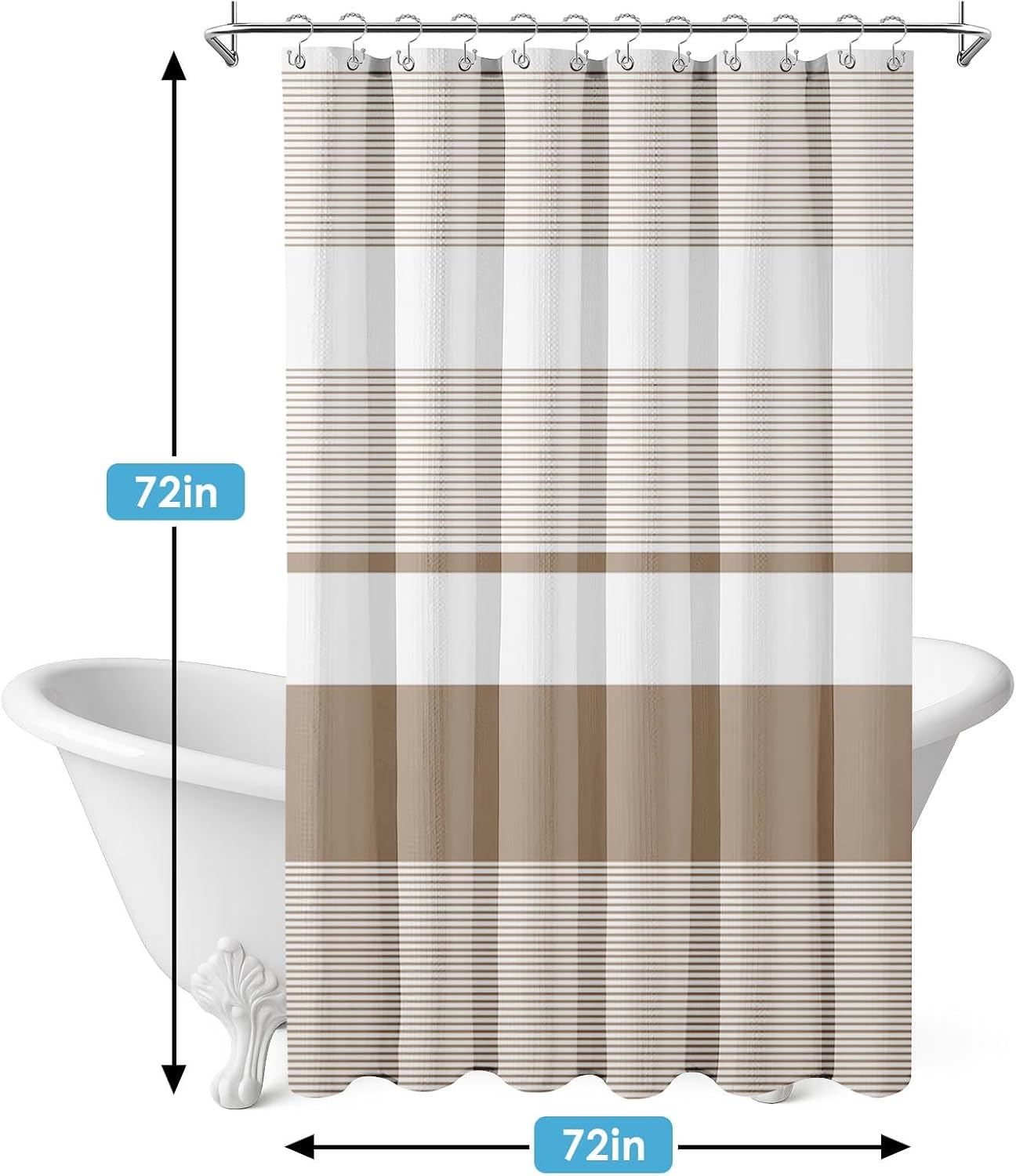 Beige Striped Shower Curtain Set