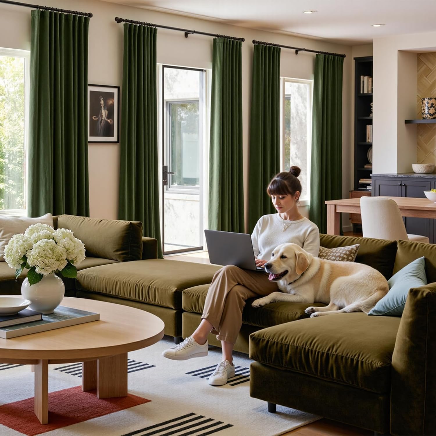 Moss Velvet Blackout Curtains