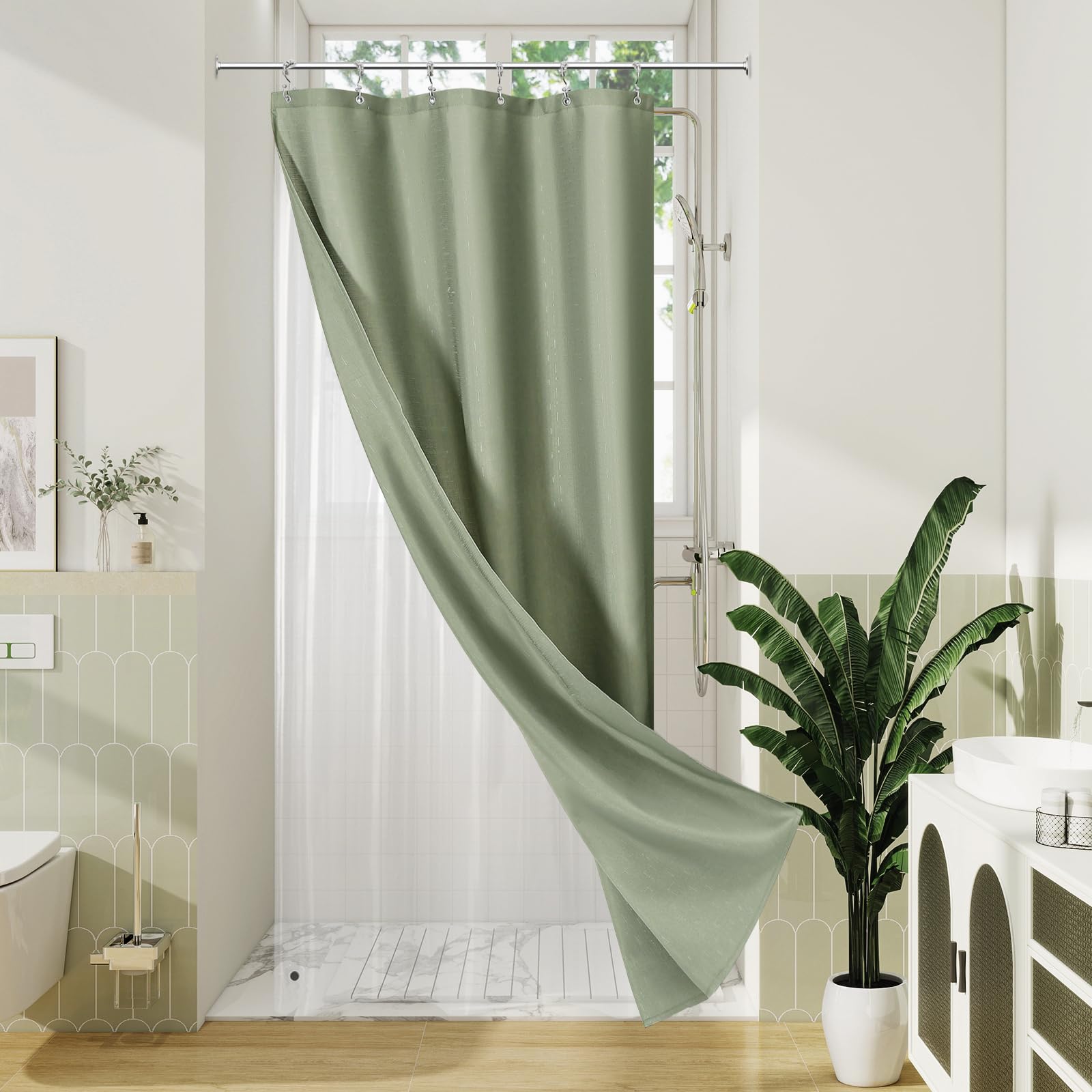 Textured 3-in-1 Shower Curtain Set
