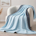 Blue Gray Waffle Cotton Throw Blanket
