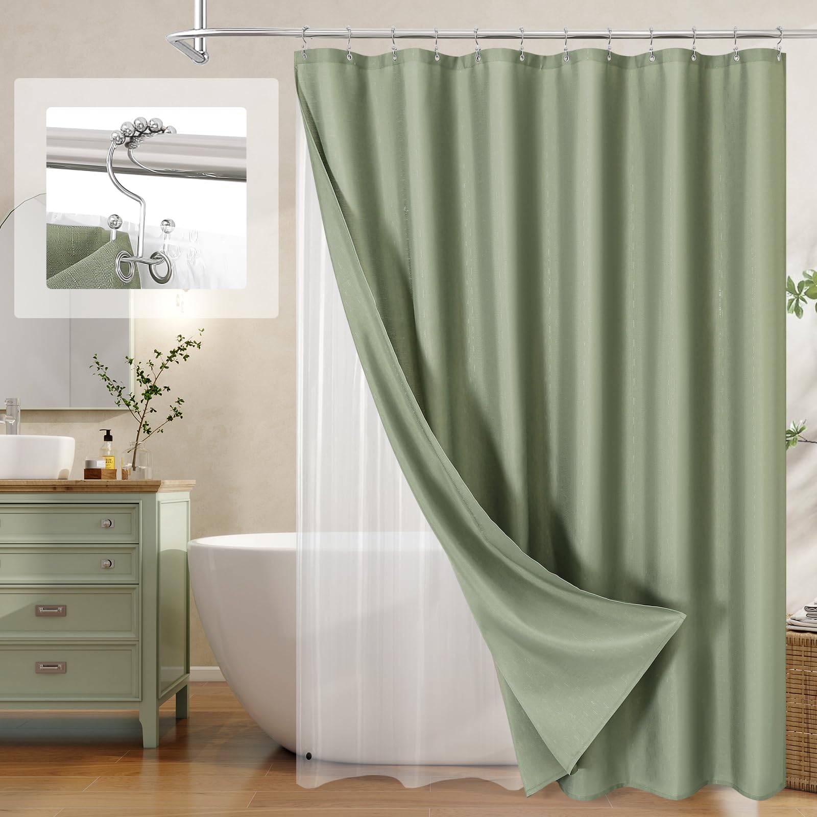 Textured 3-in-1 Shower Curtain Set