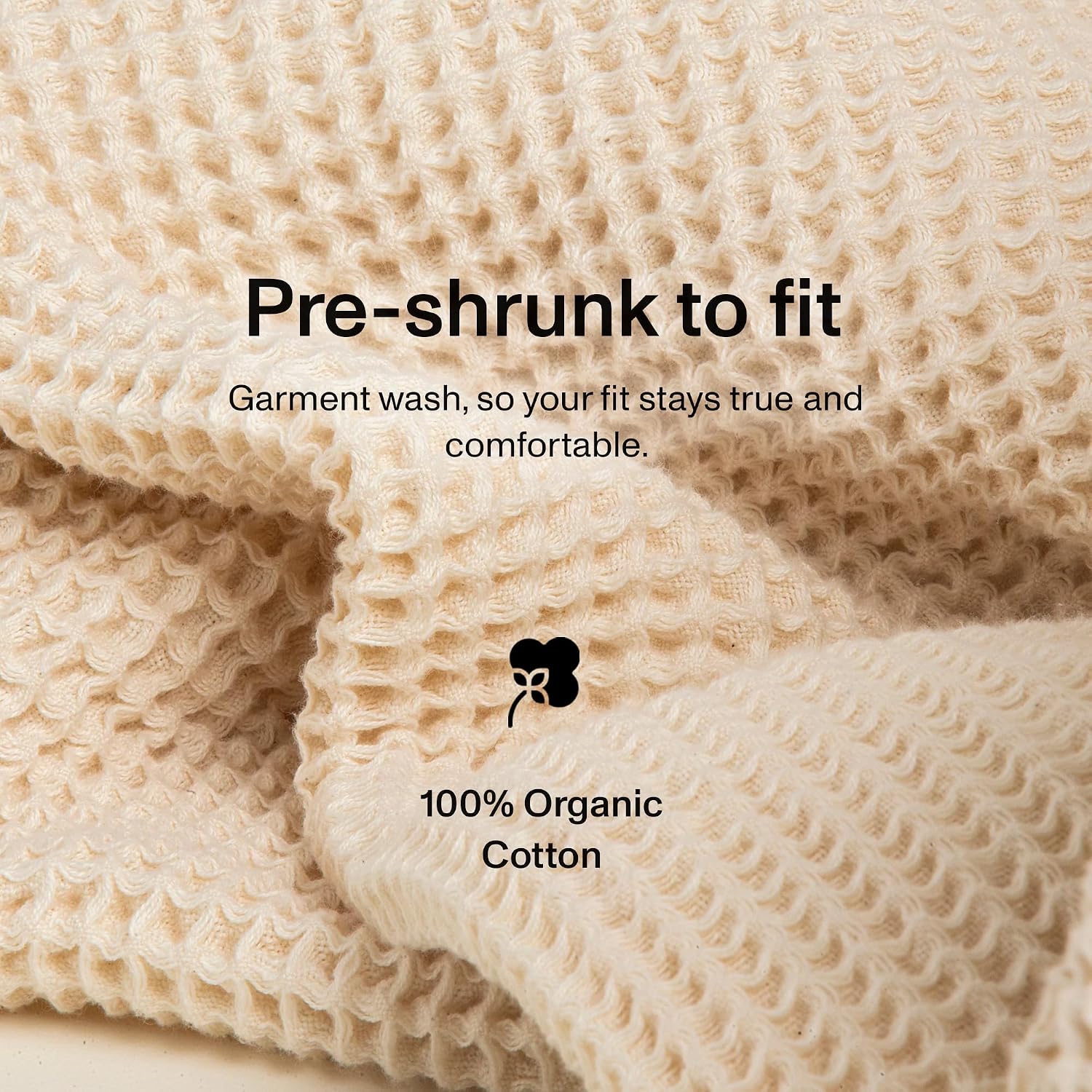 Natural Ivory Organic Cotton Waffle Throw Blanket