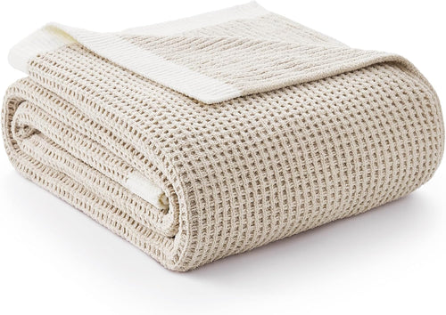 Beige Chenille Waffle Throw Blanket