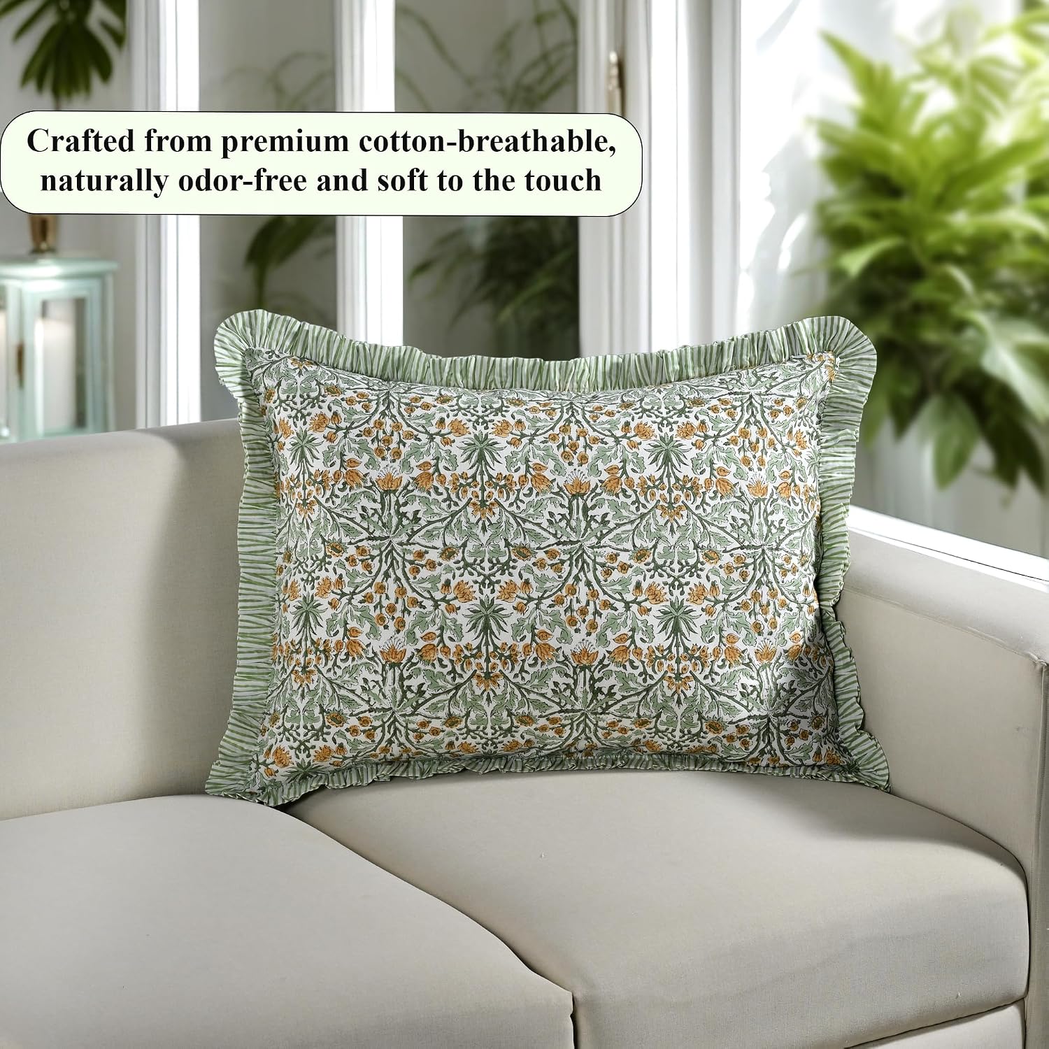 Yellow Floral Ruffle Pillow Sham